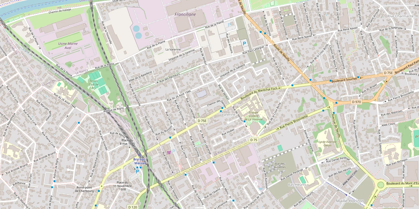 Plan de Noisy-le-Grand autour de la rue du Chemin des Dames